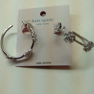 Kate Spade New Silver Flower Cubic Zirconia Hoop